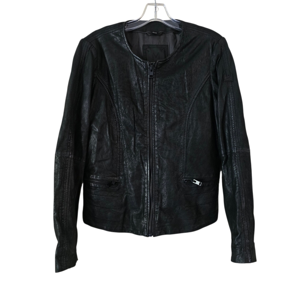 MAURITIUS‎ Women's Black Leather Jacket Size Large Black